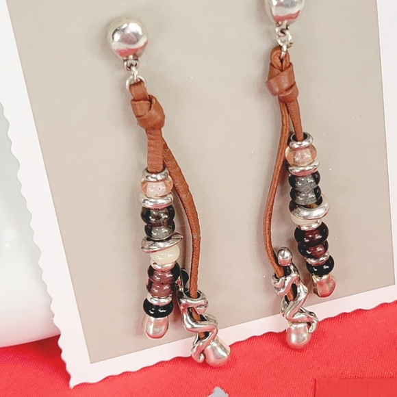 2016 Uno de 50 "Liana" Beaded Leather Pierced Earrings PEN0495 - Picture 6 of 12